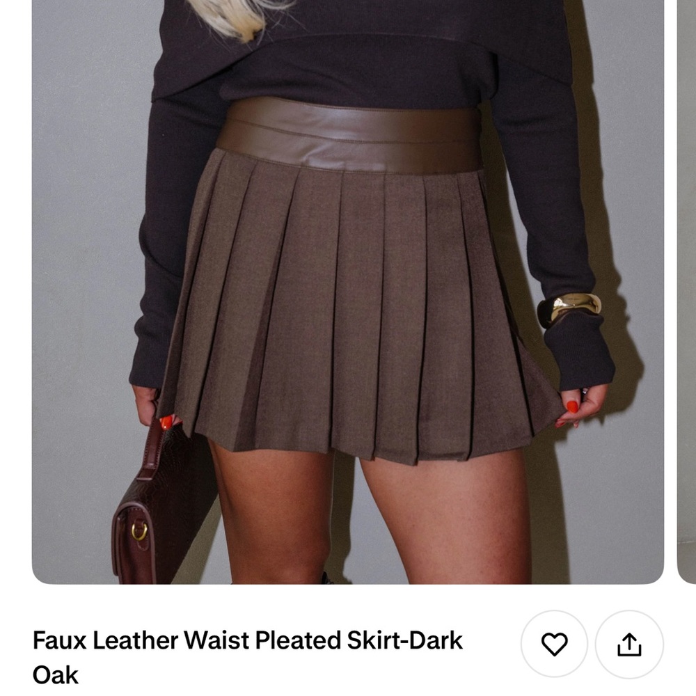 Mustard Seed Dark Brown Pleated Mini Skirt